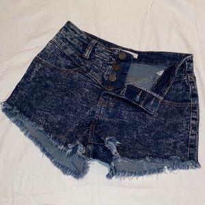 Acid-Wash High Waisted Shorts